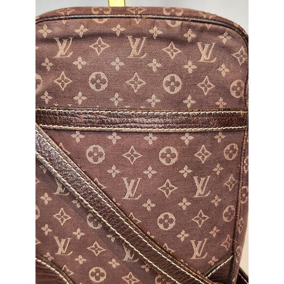 Louis Vuitton Danube Monogram Crossbody Bag Mini Lin Line Brown Vintage LV - Picture 2 of 16
